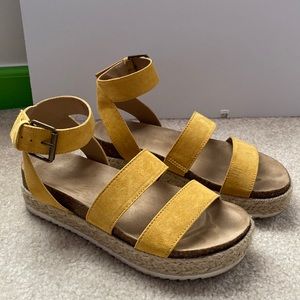 yellow platform sandals